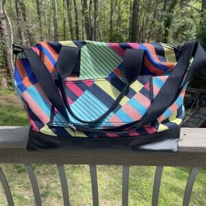 Multi Color Lands End Canvas Weekender Bag Adjustable Straps Carry Handle New